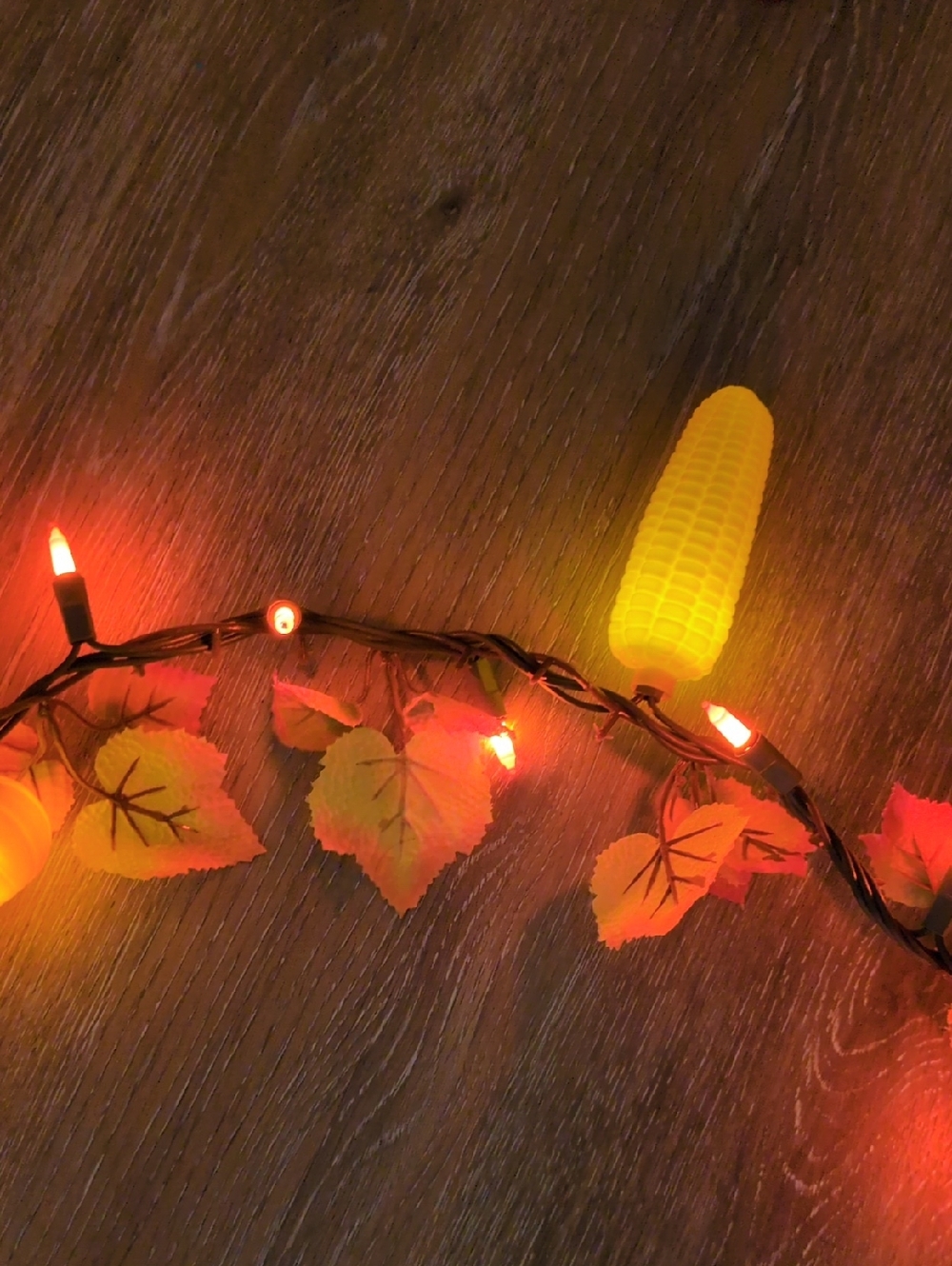 Autumn Corn, Pumpkin & Leaf String Lights - Yellow and Orange Holiday Decor